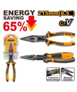 Pinza Alicate Punta Fina Combinada 8.5" 215mm 4 Funciones Ingco HCLNP58200