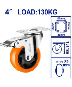Rueda Giratoria Con Freno 4" Hasta 130kg Emtop EMJL2343