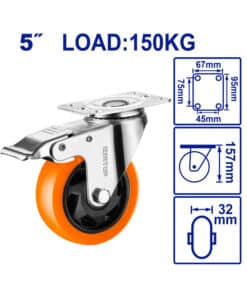 Rueda Giratoria Con Freno 5" Hasta 150kg Emtop EMJL2353