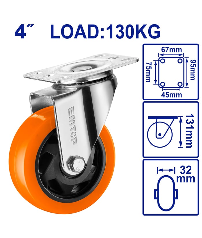 Rueda Giratoria 4" Hasta 130kg Emtop EMJL2342