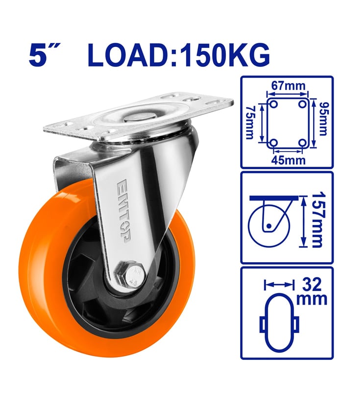 Rueda Giratoria 5" Hasta 150kg Emtop EMJL2352
