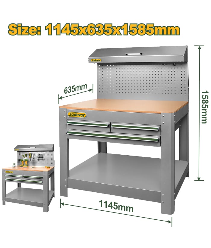 Banco Mesa de Trabajo Cajones y Tablero Jadever Amarillo/Verde JDCS5A05