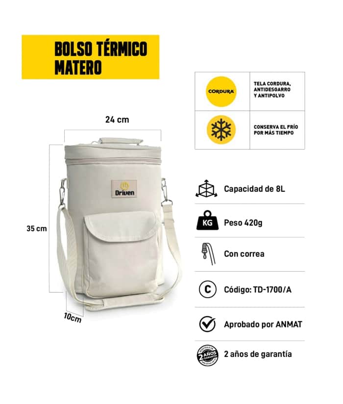 Bolso Matero Térmico Doble Termo Color Arena Driven TD-T-0110/A - Imagen 3