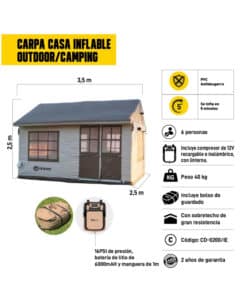 Alternative view of Carpa Casa Inflable Impermeable Para Camping Aire Libre Driven CD-0200/IE