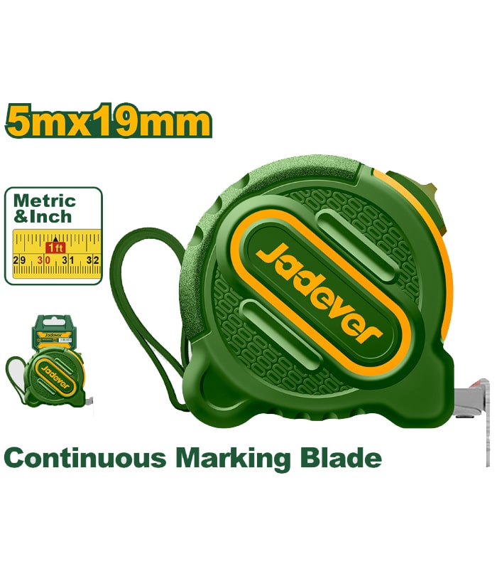 Cinta Métrica 5mts x 19mm Jadever Amarillo/Verde JDMT1220