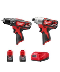 Combo Taladro Percutor a Batería Inalámbrico M12 FUEL™ 10mm 31Nm + Atornillador Impacto a Batería Inalámbrico Encastre 1/4" Hexagonal 113Nm + 2 Bat 2.0Ah Amper + Cargador Milwaukee Rojo/Negro 2497-259A