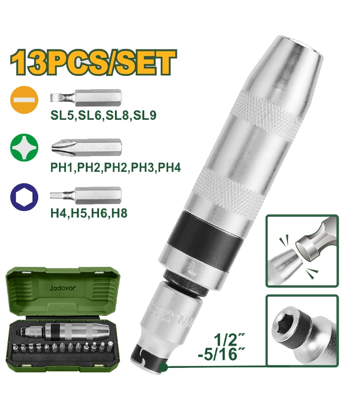 Destornillador de Impacto Con 13 Puntas Jadever Amarillo/Verde JDYM1B13