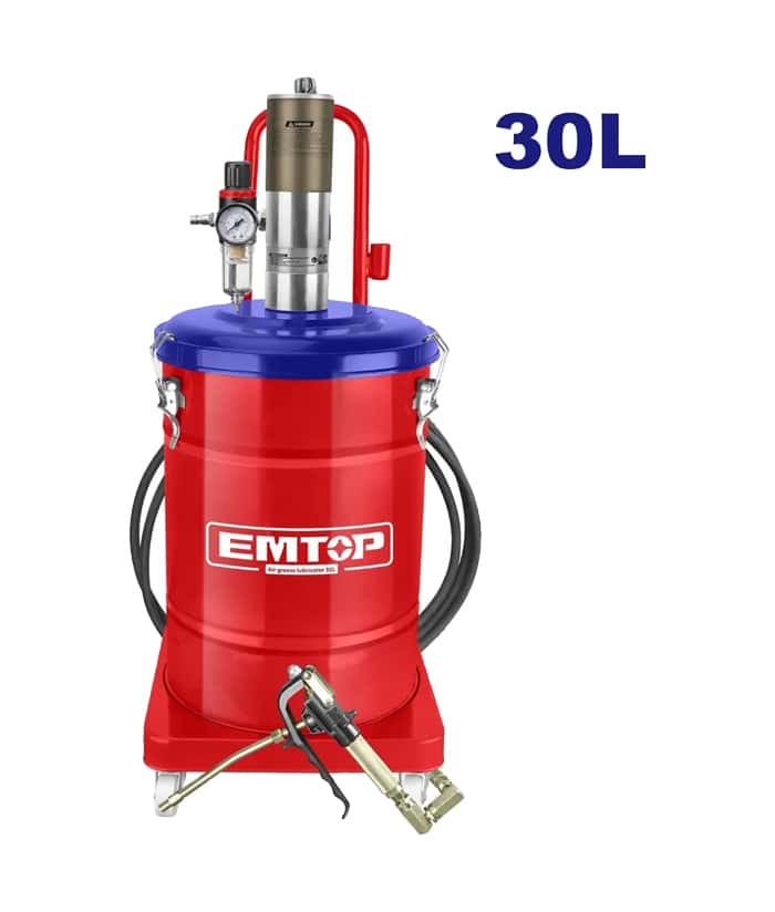 Engrasadora Grasera Neumática Industrial 30lts 6-8bar Emtop Rojo/Azul EAGL30102