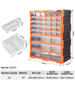 Alternative view of Gavetero Organizador de Herramientas 39 Cajones Harden Naranja 520375