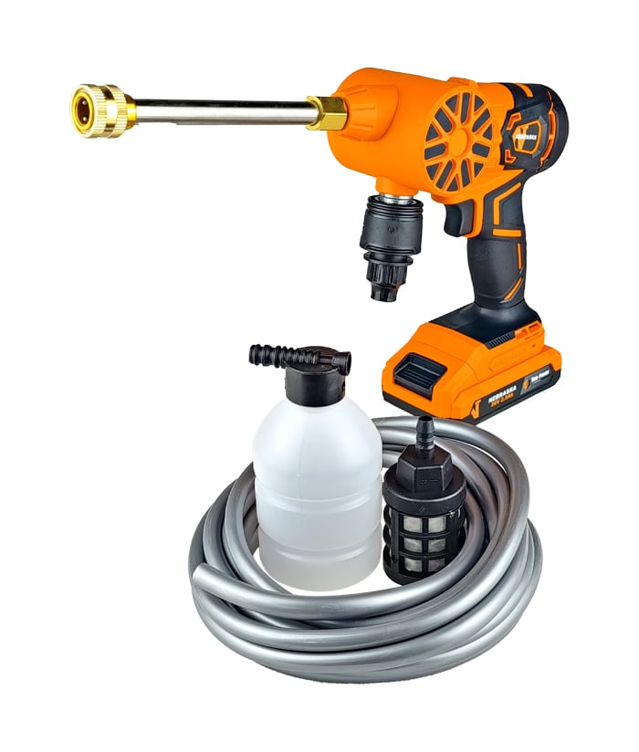 Hidrolavadora a Batería Inalámbrica 20V 60bar + Batería 2.0Ah Amper + Cargador One Power Nebraska Naranja/Negro NOPHM20