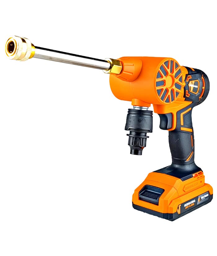 Hidrolavadora a Batería Inalámbrica 20V 60bar + Batería 2.0Ah Amper + Cargador One Power Nebraska Naranja/Negro NOPHM20 - Imagen 2