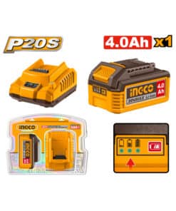 Juego Set Kit Batería 4.0ah Amper + Cargador Rápido 20V Ingco Total Emtop Wadfow FBCPK1012-4