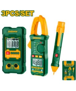 Juego Set Kit Detector de Voltaje Inductivo Buscapolo Por Inducción 0.8-600V + Pinza Amperimétrica CA 200A + Tester Multímetro Digital 600V Jadever Amarillo/Verde JDDM94011