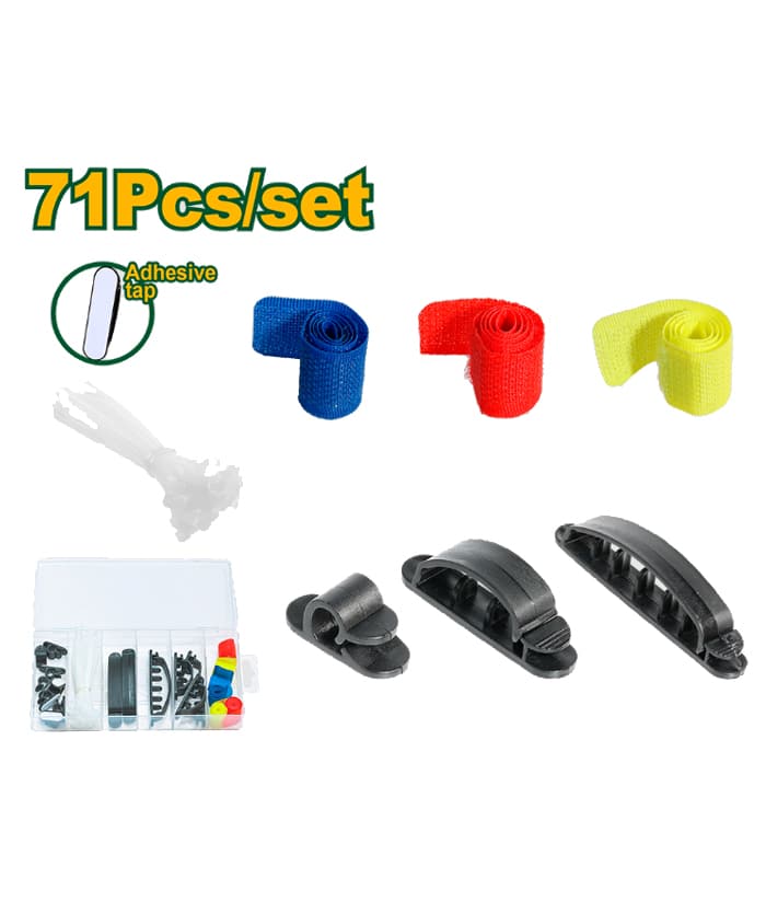 Juego Set Kit Organizador de Cables x 71pzs Jadever Amarillo/Verde JDFKBB01