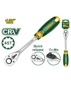 Llave Crique Encastre 1/2" 45 Dientes Jadever Amarillo/Verde JDRW1212