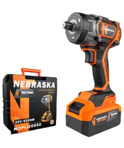 Llave de Impacto a Batería Inalámbrica 1/2" 20V 650Nm Motor Brushless One Power + 1 Batería 4.0Ah Amper + Cargador + Maletín Nebraska NOPLI20650
