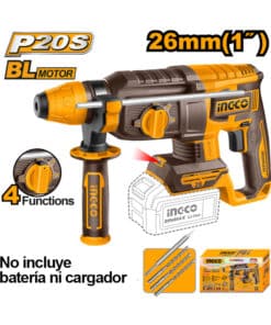 Rotomartillo SDS-Plus a Batería Inalámbrico 26mm 4 Funciones 20V 2,5 Joules Motor Brushless Ingco Naranja/Amarillo CRHLI20268 