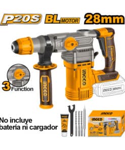 Rotomartillo SDS-Plus a Batería Inalámbrico 28mm 3 Funciones 20V 4.5 Joules Motor Brushless Ingco Naranja/Amarillo CRHLI20288