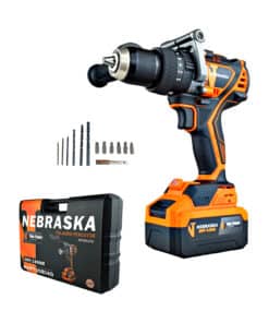 Taladro Percutor a Batería Inalámbrico 13mm 20V 140Nm Motor Brushless One Power + Batería 4.0Ah Amper + Cargador + Maletín Nebraska Naranja/Negro NOPT20B140