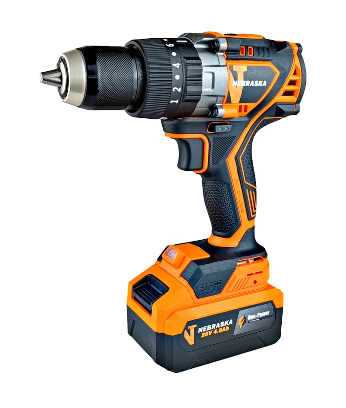 Taladro Percutor a Batería Inalámbrico 13mm 20V 140Nm Motor Brushless One Power + Batería 4.0Ah Amper + Cargador + Maletín Nebraska Naranja/Negro NOPT20B140 - Imagen 2