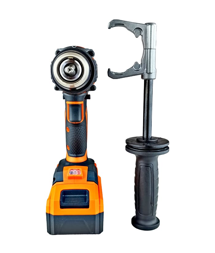 Taladro Percutor a Batería Inalámbrico 13mm 20V 140Nm Motor Brushless One Power + Batería 4.0Ah Amper + Cargador + Maletín Nebraska Naranja/Negro NOPT20B140 - Imagen 3