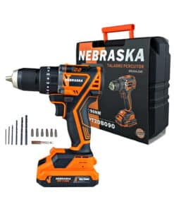 Taladro Percutor a Batería Inalámbrico 13mm 20V 90Nm Motor Brushless One Power + Batería 2.0Ah Amper + Cargador + Maletín Nebraska Naranja/Negro NOPT20B090