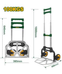 Zorra Carro Transportador de Carga Plegable 100kg Jadever Amarillo/Verde JDWB8A10