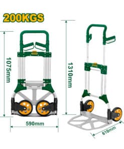 Zorra Carro Transportador de Carga Plegable 200kg Jadever Amarillo/Verde JDWB9A20