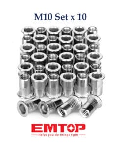 Juego Set Kit Tuerca Remache de Aluminio M10 x 10 UNID. Emtop SPNM10