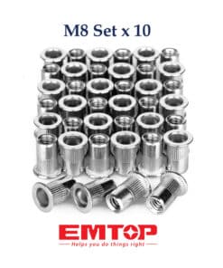 Juego Set Kit Tuerca Remache de Aluminio M8 x 10 UNID. Emtop SPNM8