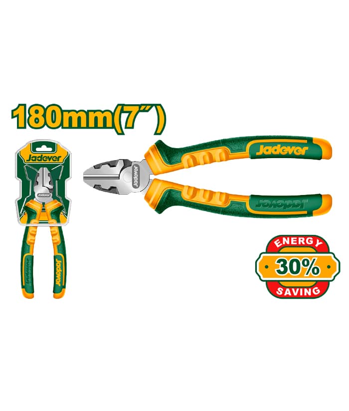 Alicate Corte Diagonal 7" 180mm Jadever Amarillo/Verde JDPL3717