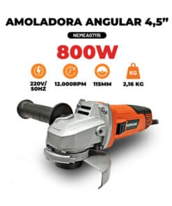Amoladora Angular Eléctrica 800W 115mm 4.5" Nebraska NEMEA07115