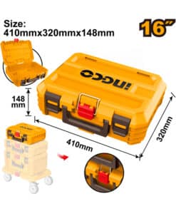 Caja Maletín Valija Plástica Apilable Encastrable Porta Herramientas 16" 410 x 320mm Ingco Naranja/Amarillo PBXS101