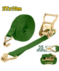 Cinta de Amarre Con Crique Traca Traca 35mm x 10mts Jadever Amarillo/Verde JDRT13210