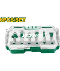 Juego Set Kit Fresas Para Madera P/ Fresadora Router Tupí Vástago 12mm x 6pzs Jadever Amarillo/Verde JDRKSR0112