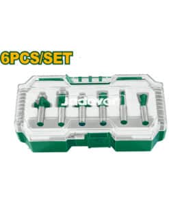 Juego Set Kit Fresas Para Madera P/ Fresadora Router Tupí Vástago 6mm x 6pzs Jadever Amarillo/Verde JDRKSR0106