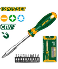 Juego Set Kit Destornillador + Puntas x 12pzs Jadever Amarillo/Verde JDSS1612