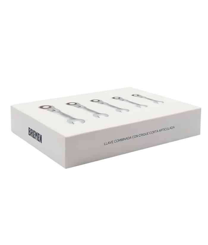 Juego Set Kit Llaves Combinadas Con Crique Articuladas Cortas 8 a 14mm x 5pzs Bremen BRE8263 - Imagen 5