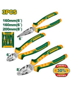 Juego Set Kit Pinzas Alicates 6" 8" x 3pzs Jadever Amarillo/Verde JDPS0613