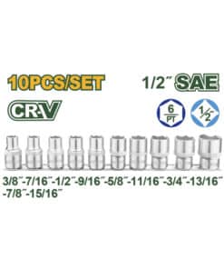 Juego Set Kit Tubos Bocallaves Encastre 1/2" SAE x 10pzs Jadever Amarillo/Verde UJDST2410