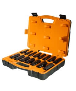 Juego Set Kit de Tubos Bocallaves Largos Multiestria de Impacto 1/2" 10mm a 24mm x 15pzs Lusqtoff Naranja/Negro L5720