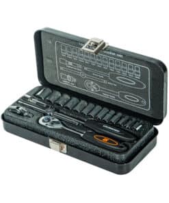 Juego Set Kit Tubos Bocallaves 1/4" + Accesorios x 18pzs Lusqtoff Naranja/Negro L5702