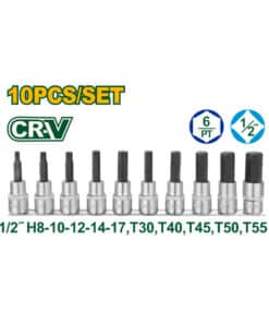 Juego Set Kit de Tubos Puntas Encastre 1/2" Allen y Torx x 10pzs Jadever Amarillo/Verde JDST1412