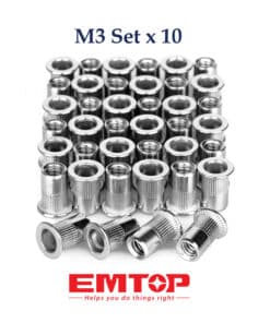 Juego Set Kit Tuerca Remache de Aluminio M3 x 10 UNID. Emtop Rojo/Azul SPNM3