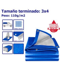 Lona Cobertora Con Ojales 3 x 4mts Poliet Mallado Top Value Emtop EMTQ1834