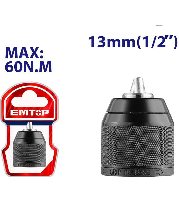 Mandril de Impacto Autoajustable 13mm 60Nm Emtop Rojo/Azul EKCY13201