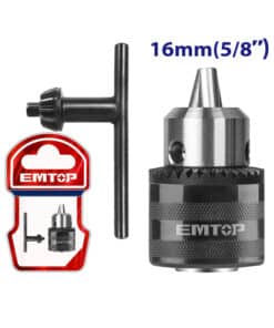 Mandril Industrial Metálico 1.5mm a 13mm Con Llave Emtop Rojo/Azul EKCK1301