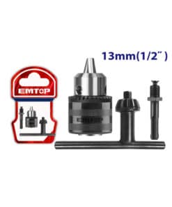 Mandril Metálico 1.5mm a 13mm Con Adaptador SDS Plus y Llave Ajustable Super Emtop Rojo/Azul EKCK1302