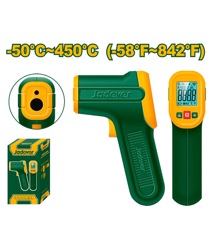 Medidor Pistola Láser de Temperatura Termómetro Digital Jadever Amarillo/Verde JDNT6501