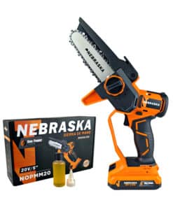 Mini Motosierra Electrosierra a Batería Inalámbrica 20V 5" 130mm Motor Brushless One Power + Batería 2.0ah Amper + Cargador Nebraska NOPMM20